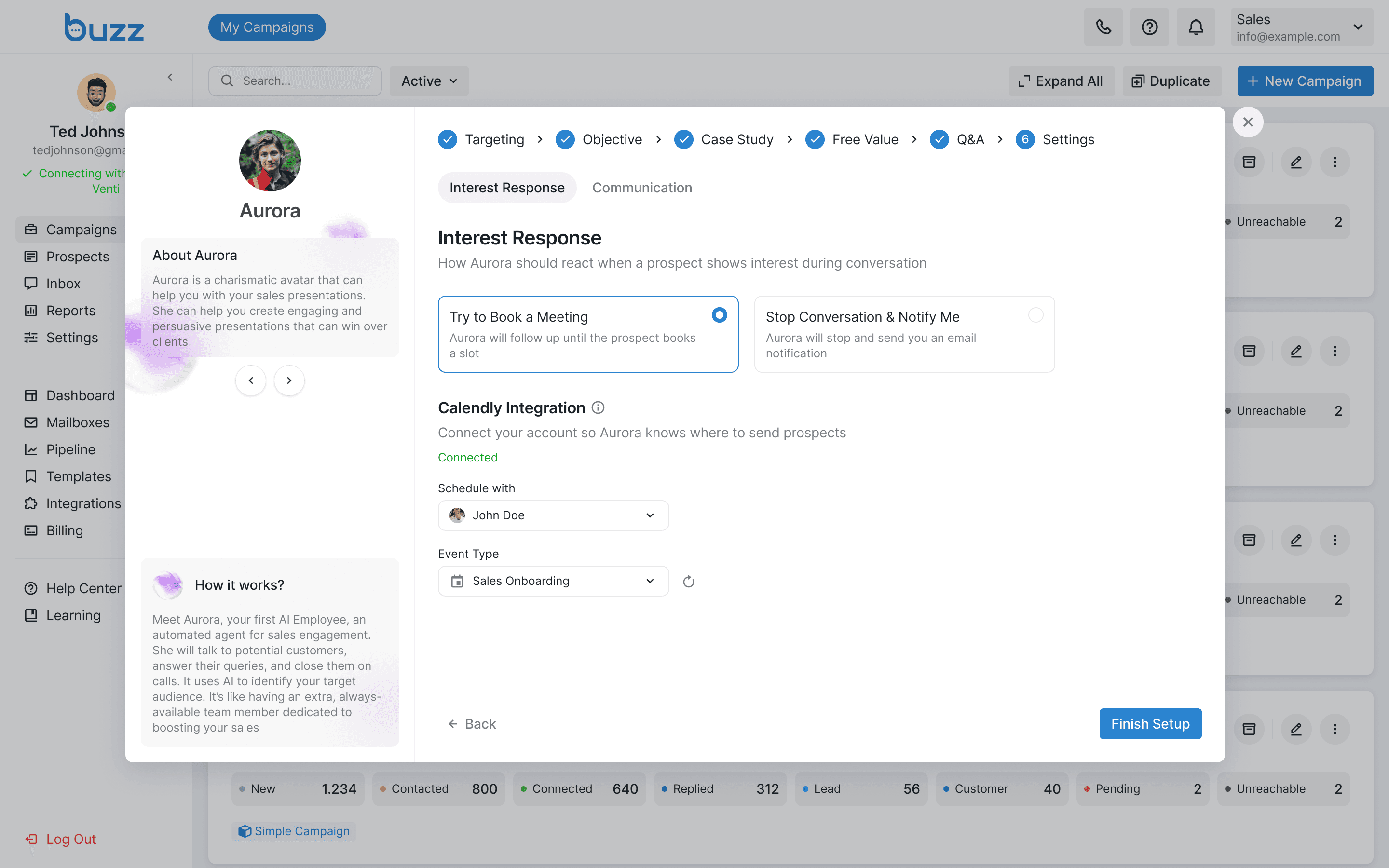 AI Employee interest response settings